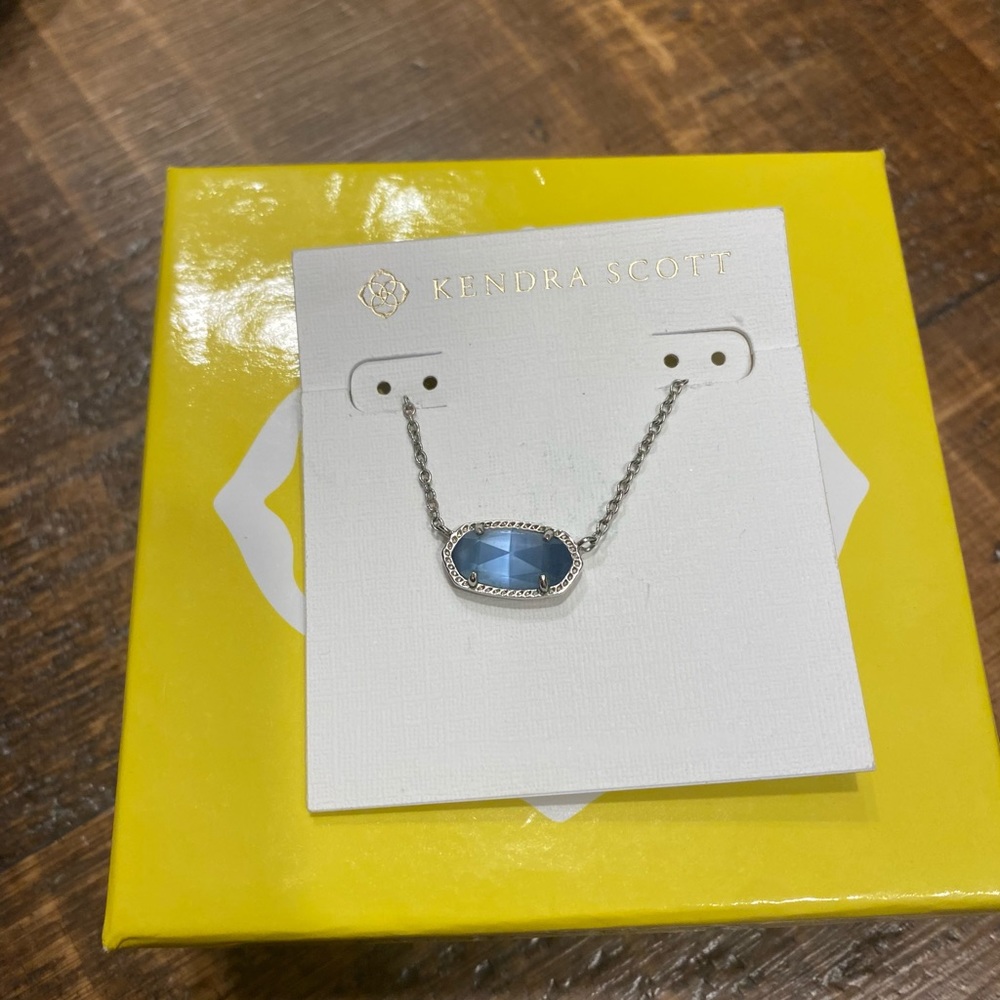 Kendra Scott Elisa necklace- silver and light blue